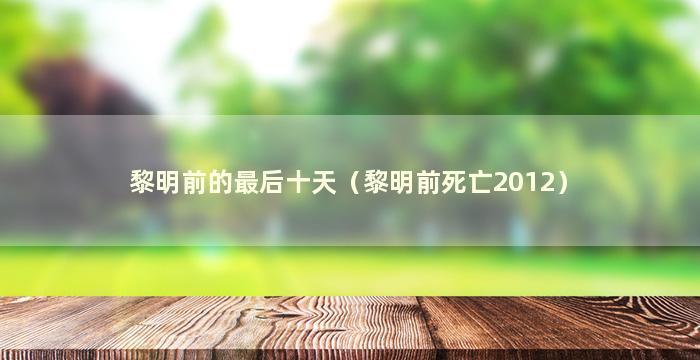 黎明前的最后十天（黎明前死亡2012）