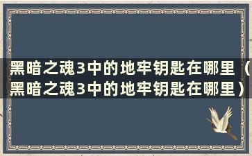 黑暗之魂3中的地牢钥匙在哪里（黑暗之魂3中的地牢钥匙在哪里）