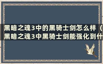 黑暗之魂3中的黑骑士剑怎么样（黑暗之魂3中黑骑士剑能强化到什么程度）