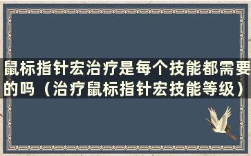 鼠标指针宏治疗是每个技能都需要的吗（治疗鼠标指针宏技能等级）